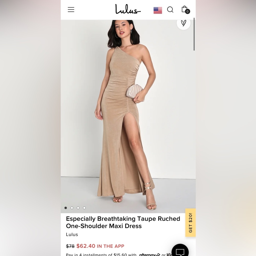 Lulus Taupe One Shoulder Dress — size Small